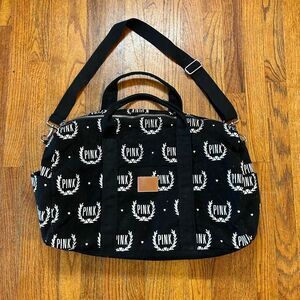 Y2k VS Pink Logo Black and White Duffel Bag